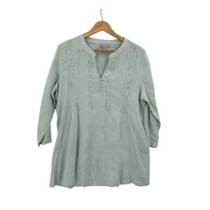 Saint Tropez West Linen Top Shirt Womens Size L Beach Resort Cruise‎ Vacation